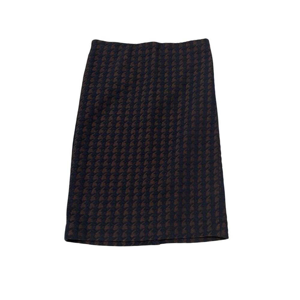 Ann Taylor Blue Orange Houndstooth Textured Pencil Skirt Size 4